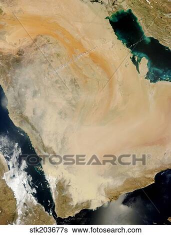 Satellite view of a dust storm in Saudi Arabia. View Large Photo Image Stock Photograph - Satellite view of a dust storm in Saudi Arabia. . Fotosearch