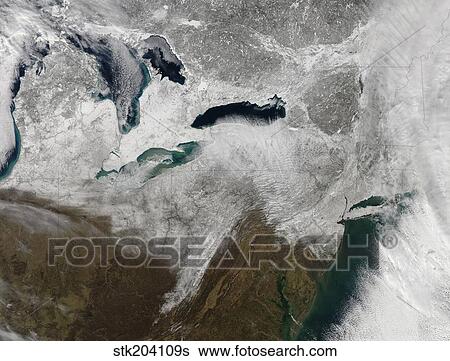 Satellite view of a large Nor'easter snow storm over United States. View Large Photo Image Stock Photograph - Satellite view of a large Nor'easter snow storm over United States.. Fotosearch
