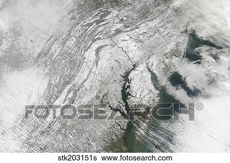 Satellite view of a massive Nor'easter snow storm over Chesapeake Bay. View Large Photo Image Stock Photograph - Satellite view of a massive Nor'easter snow storm over Chesapeake Bay.. Fotosearch