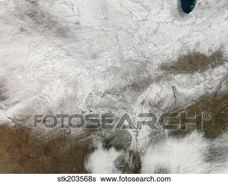 Satellite view of a severe winter storm over the midwestern United States. View Large Photo Image Stock Photograph - Satellite view of a severe winter storm over the midwestern United States.. Fotosearch