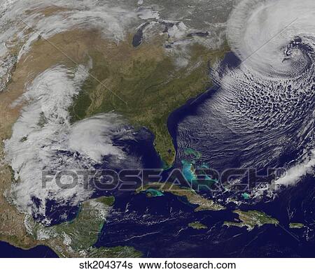 Satellite view of a strong coastal storm off the coast of New England. View Large Photo Image Stock Photograph - Satellite view of a strong coastal storm off the coast of New England.. Fotosearch