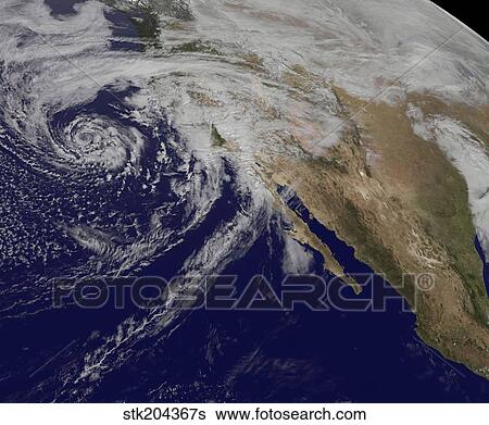 Satellite view of a swirling Eastern Pacific Ocean storm system. View Large Photo Image Stock Photograph - Satellite view of a swirling Eastern Pacific Ocean storm system.. Fotosearch