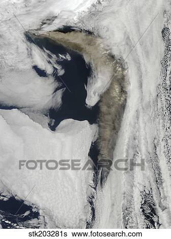 Satellite view of a thick plume of ash rising from the Eyjafjallajokull volcano. View Large Photo Image Stock Photograph - Satellite view of a thick plume of ash rising from the Eyjafjallajokull volcano.. Fotosearch