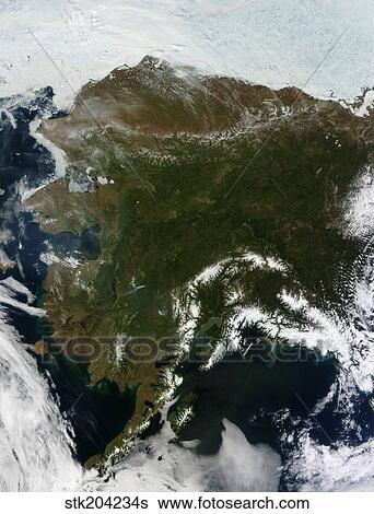 Satellite view of Alaska, United States. View Large Photo Image Stock Photograph - Satellite view of Alaska, United States.. Fotosearch