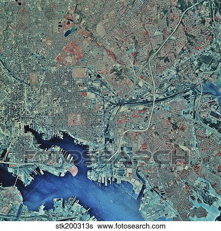 Satellite view of Baltimore, Maryland. View Large Photo Image Stock Photograph - Satellite view of Baltimore, Maryland.. Fotosearch