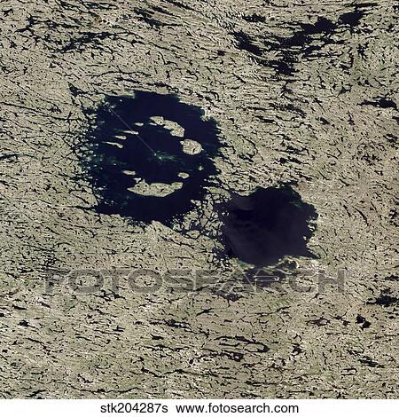 Satellite view of Clearwater Lakes in Quebec, Canada. View Large Photo Image Stock Photograph - Satellite view of Clearwater Lakes in Quebec, Canada.. Fotosearch