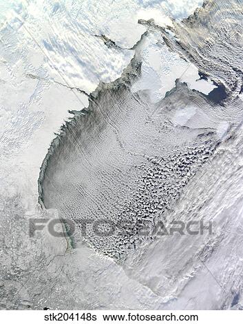 Satellite view of cloud streets over Hudson Bay, Canada. View Large Photo Image Stock Photograph - Satellite view of cloud streets over Hudson Bay, Canada.. Fotosearch