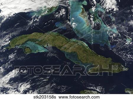 Satellite view of Cuba View Large Photo Image Stock Photograph - Satellite view of Cuba. Fotosearch
