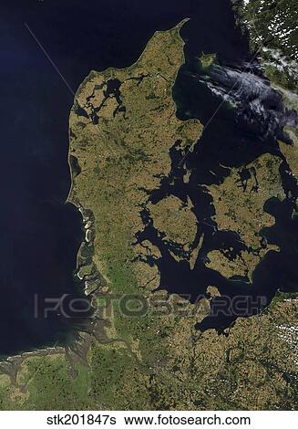 Satellite view of Denmark. View Large Photo Image Stock Photograph - Satellite view of Denmark.. Fotosearch