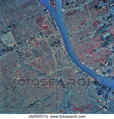 Satellite view of Detroit, Michigan. View Large Photo Image Stock Photograph - Satellite view of Detroit, Michigan.. Fotosearch