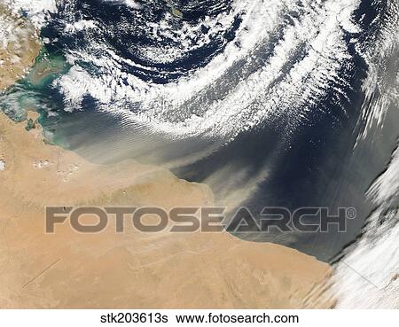 Satellite view of dust plumes off Libya. View Large Photo Image Stock Photograph - Satellite view of dust plumes off Libya. . Fotosearch