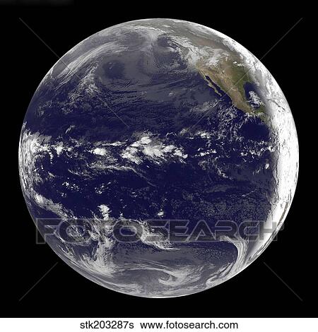 Satellite view of Earth centered over the Pacific Ocean. View Large Photo Image Stock Photograph - Satellite view of Earth centered over the Pacific Ocean. . Fotosearch