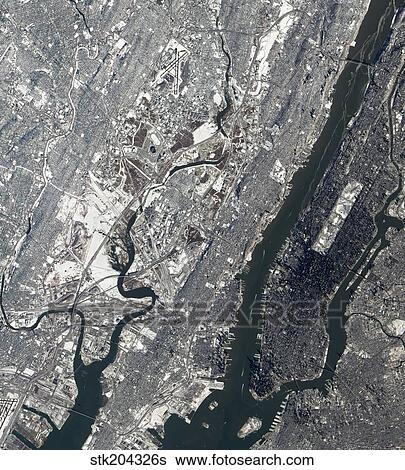 Satellite view of East Rutherford, New Jersy, and Manhattan. View Large Photo Image Stock Photograph - Satellite view of East Rutherford, New Jersy, and Manhattan.. Fotosearch