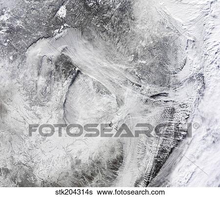 Satellite view of fog forming over the Great Lakes. View Large Photo Image Stock Photograph - Satellite view of fog forming over the Great Lakes.. Fotosearch