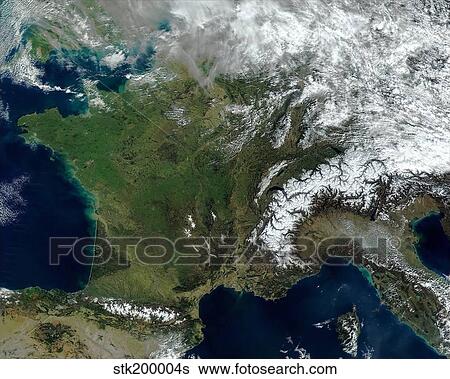 Satellite view of France. View Large Photo Image Stock Photograph - Satellite view of France.. Fotosearch