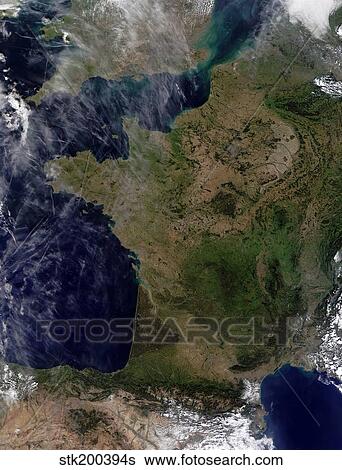 Satellite view of France View Large Photo Image Stock Photograph - Satellite view of France. Fotosearch