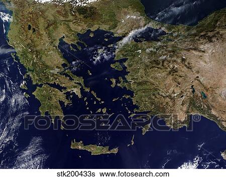 Satellite view of Greece and Turkey. View Large Photo Image Stock Photograph - Satellite view of Greece and Turkey.. Fotosearch