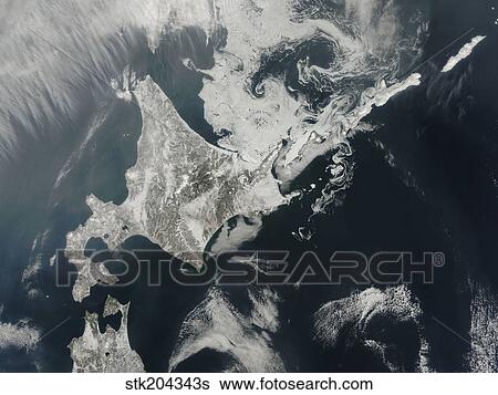 Satellite view of Hokkaido Island, Japan. View Large Photo Image Stock Photograph - Satellite view of Hokkaido Island, Japan.. Fotosearch
