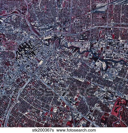 Satellite view of Houston, Texas. View Large Photo Image Stock Photograph - Satellite view of Houston, Texas.. Fotosearch