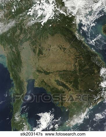 Satellite view of Indochina. View Large Photo Image Stock Photograph - Satellite view of Indochina.. Fotosearch
