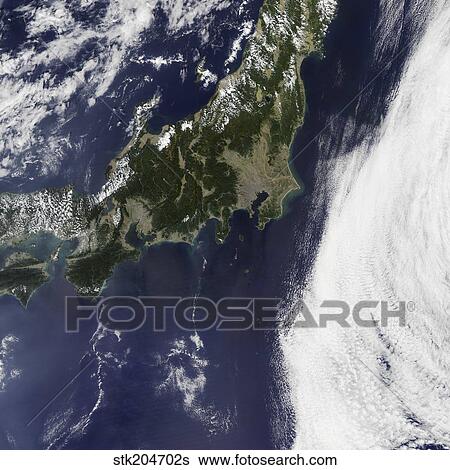 Satellite view of Japan. View Large Photo Image Stock Photograph - Satellite view of Japan.. Fotosearch