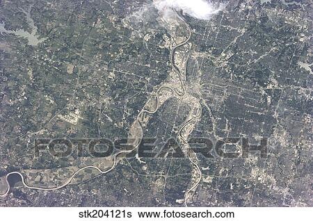 Satellite view of Kansas City, Missouri. View Large Photo Image Stock Photograph - Satellite view of Kansas City, Missouri.. Fotosearch