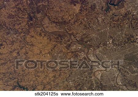 Satellite view of Kansas City, Missouri. View Large Photo Image Stock Photograph - Satellite view of Kansas City, Missouri.. Fotosearch