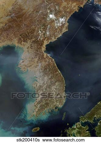 Satellite view of Korea View Large Photo Image Stock Photograph - Satellite view of Korea. Fotosearch