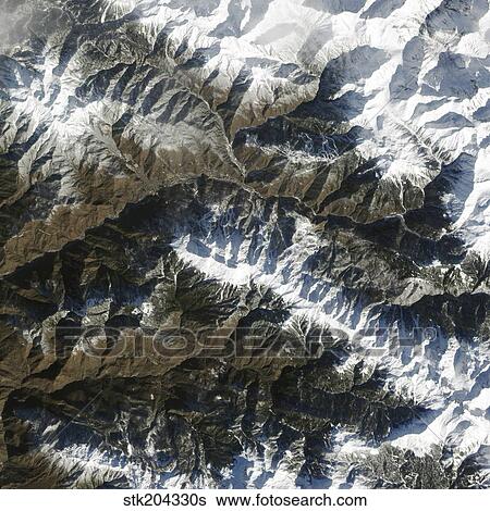 Stock Photograph - Satellite view of Krasnaya Polyana, Russia.. Fotosearch