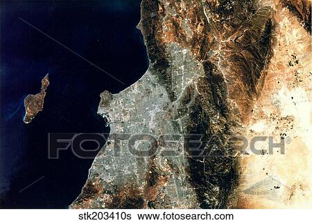 Satellite view of Los Angeles, California. View Large Photo Image Stock Photograph - Satellite view of Los Angeles, California.. Fotosearch