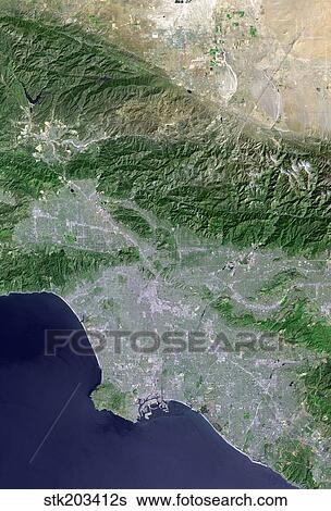 Satellite view of Los Angeles, California and surrounding area. View Large Photo Image Stock Photograph - Satellite view of Los Angeles, California and surrounding area.. Fotosearch