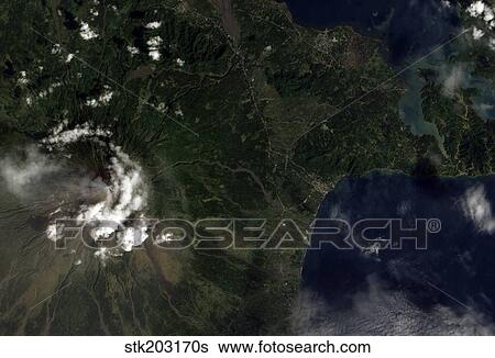 Satellite view of Mayon Volcano emitting a thin volcanic plume. View Large Photo Image Stock Photograph - Satellite view of Mayon Volcano emitting a thin volcanic plume.. Fotosearch