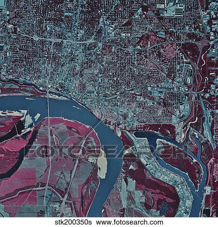 Satellite view of Memphis, Tennessee. View Large Photo Image Stock Photograph - Satellite view of Memphis, Tennessee.. Fotosearch