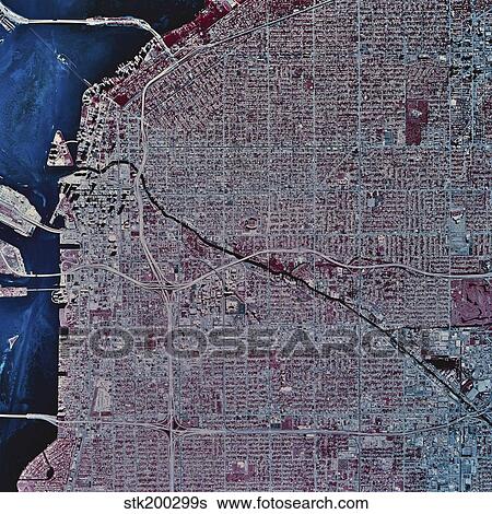 Satellite view of Miami, Florida. View Large Photo Image Stock Photograph - Satellite view of Miami, Florida.. Fotosearch