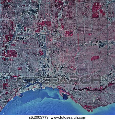 Satellite view of Milwaukee, Wisconsin. View Large Photo Image Stock Photograph - Satellite view of Milwaukee, Wisconsin.. Fotosearch