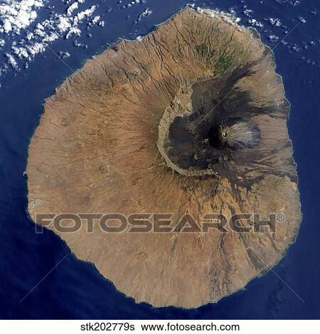 Satellite view of Mount Fogo View Large Photo Image Stock Photograph - Satellite view of Mount Fogo. Fotosearch