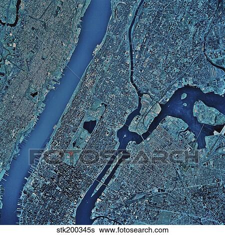Satellite view of New York, New York. View Large Photo Image Stock Photograph - Satellite view of New York, New York.. Fotosearch