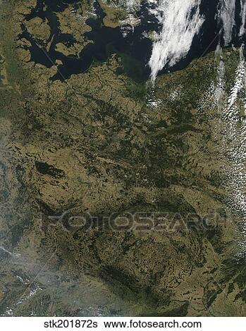 Stock Photograph - Satellite view of North Central Europe.. Fotosearch