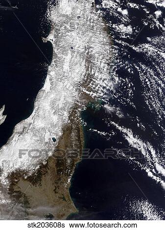 Satellite view of northeast Japan. View Large Photo Image Stock Photograph - Satellite view of northeast Japan.. Fotosearch