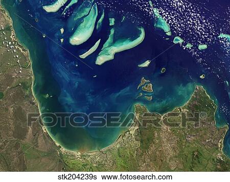 Satellite view of Princess Charlotte Bay in Australia. View Large Photo Image Stock Photograph - Satellite view of Princess Charlotte Bay in Australia.. Fotosearch