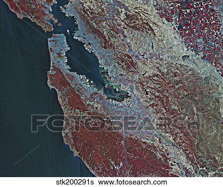 Satellite view of San Francisco, California. View Large Photo Image Stock Photograph - Satellite view of San Francisco, California.. Fotosearch