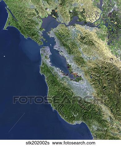 Stock Photograph - Satellite view of San Francisco, California.. Fotosearch