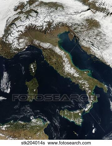 Satellite view of snow in Italy. View Large Photo Image Stock Photograph - Satellite view of snow in Italy.. Fotosearch