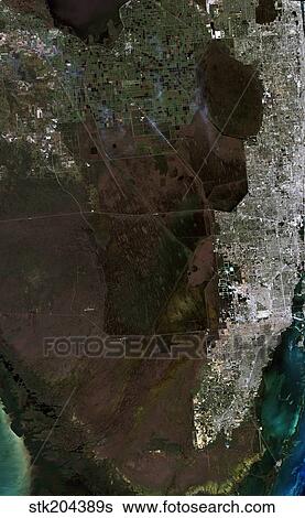 Stock Photograph - Satellite view of Southern Florida.. Fotosearch