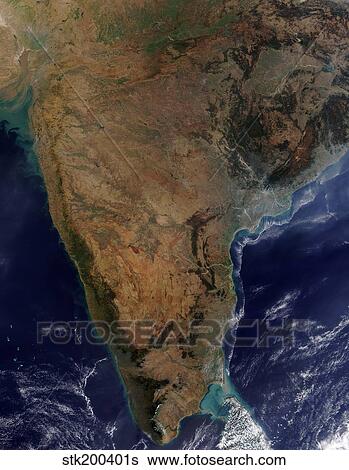 Satellite view of Southern India View Large Photo Image Stock Photograph - Satellite view of Southern India. Fotosearch