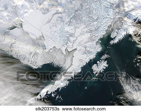 Satellite view of Southwestern Alaska. View Large Photo Image Stock Photograph - Satellite view of Southwestern Alaska.. Fotosearch