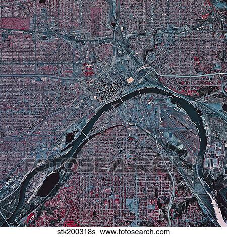 Satellite view of St. Paul, Minnesota. View Large Photo Image Stock Photograph - Satellite view of St. Paul, Minnesota.. Fotosearch