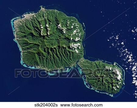 Stock Photograph - Satellite view of Tahiti.. Fotosearch