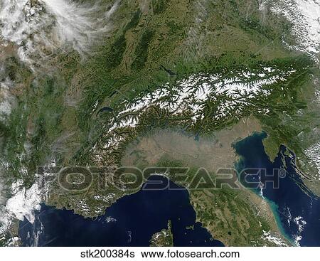 Satellite view of the Alps View Large Photo Image Stock Photograph - Satellite view of the Alps. Fotosearch