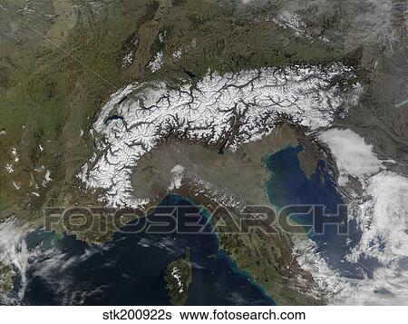 Satellite view of the Alps View Large Photo Image Stock Photograph - Satellite view of the Alps. Fotosearch